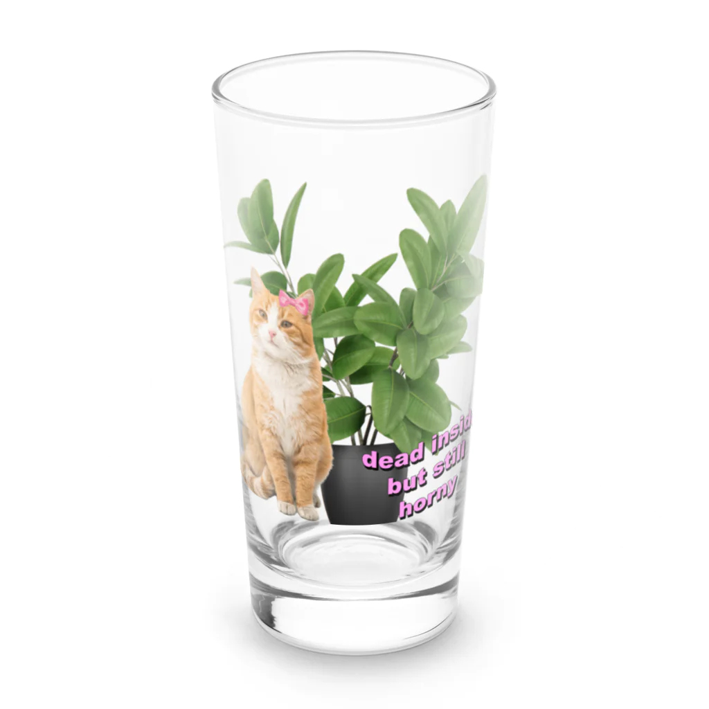 𝙈𝙊𝙈𝙊'𝙨 𝙎𝙝𝙤𝙥の植物とねこ_02 Long Sized Water Glass :front