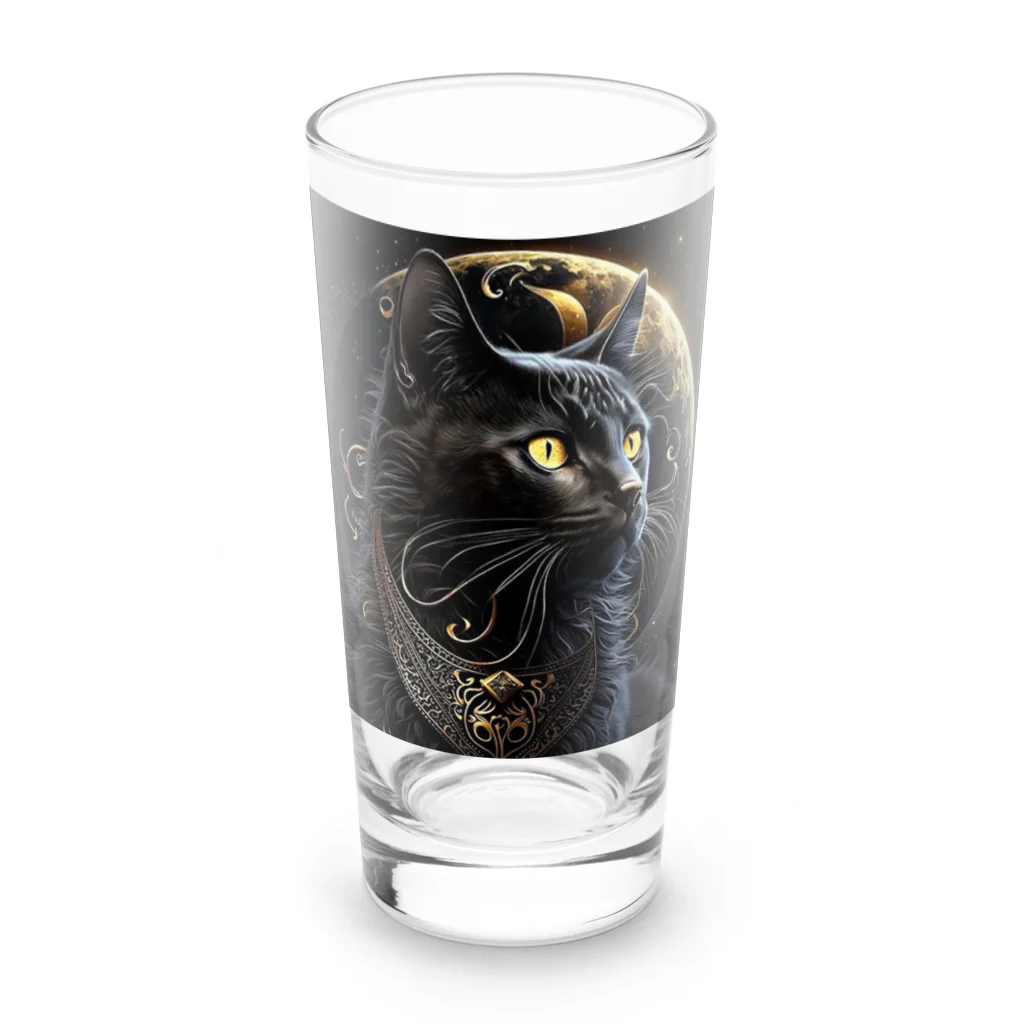 キッチンファラオの黒猫デザイン☆ Long Sized Water Glass :front