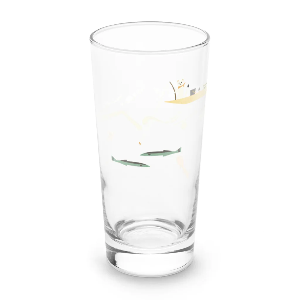 asamuukaの魚釣りをするおこじょくん Long Sized Water Glass :front