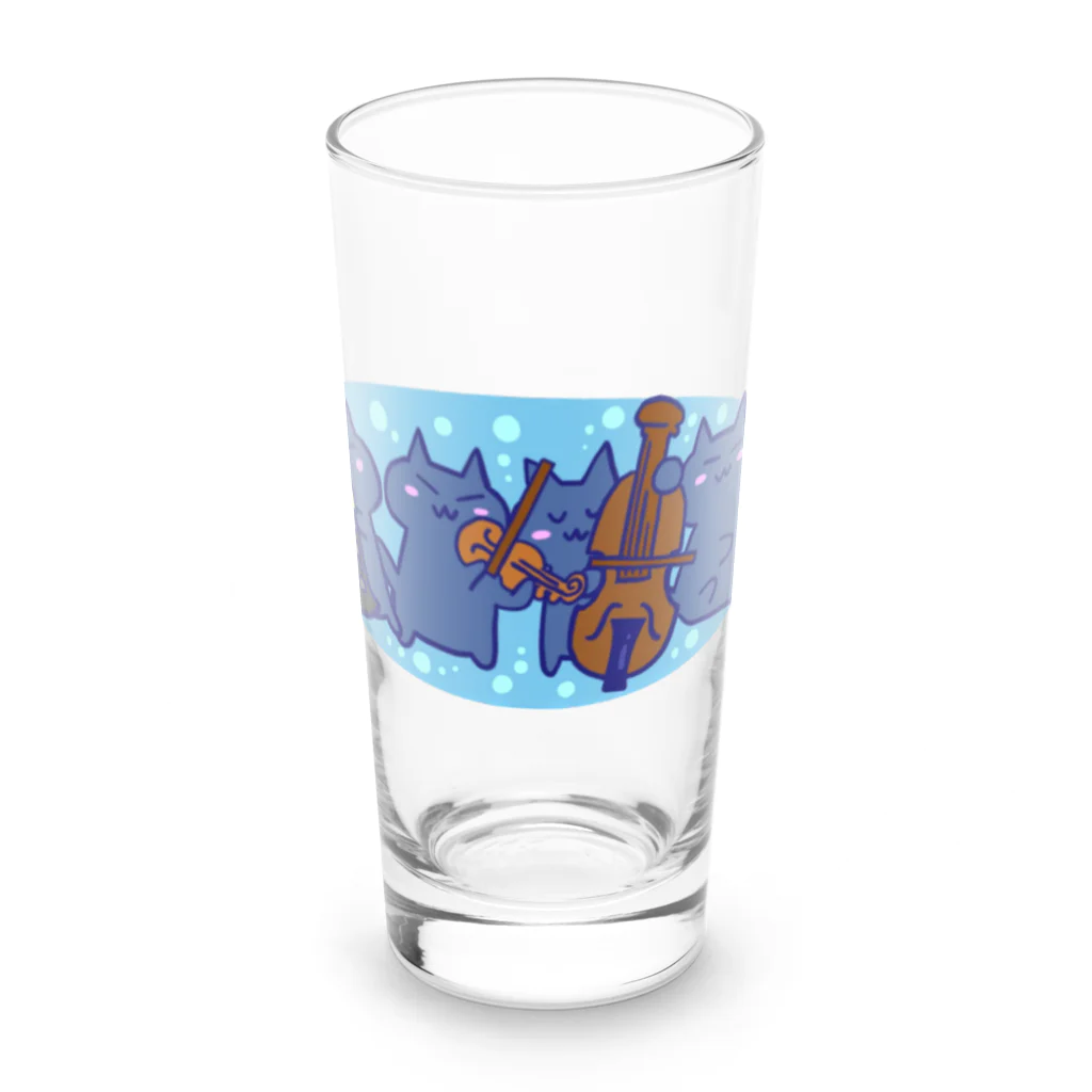 まなclarinetの青ねこカルテット Long Sized Water Glass :front