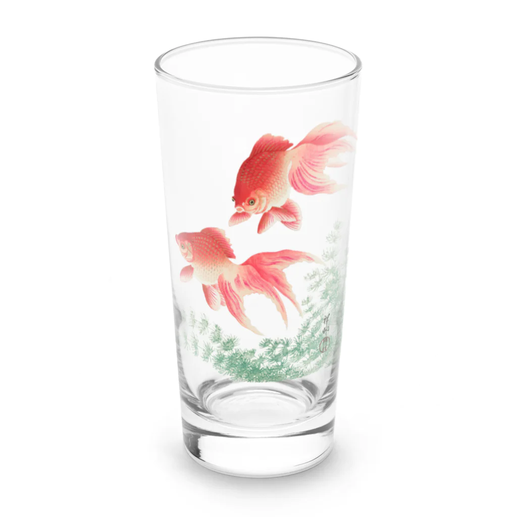 MUGEN ARTの二匹の金魚　小原古邨作品編集　日本のアートTシャツ＆グッズ Long Sized Water Glass :front