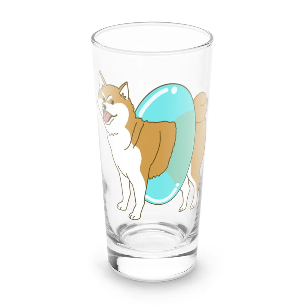 takaseのSHOPのプールに行く気の柴犬 Long Sized Water Glass :front