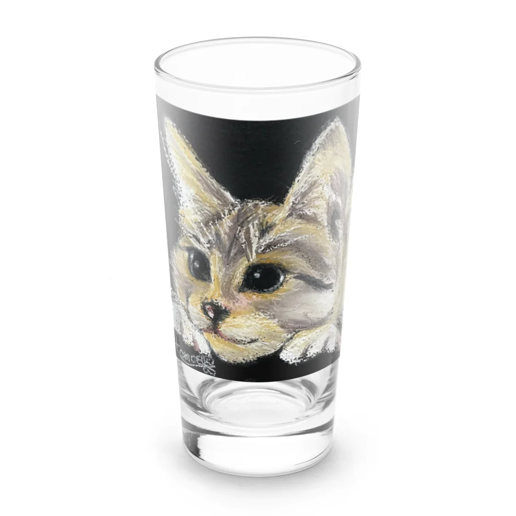 チョークアートグッズ😊のチョークアートの子猫ちゃん😊 Long Sized Water Glass :front