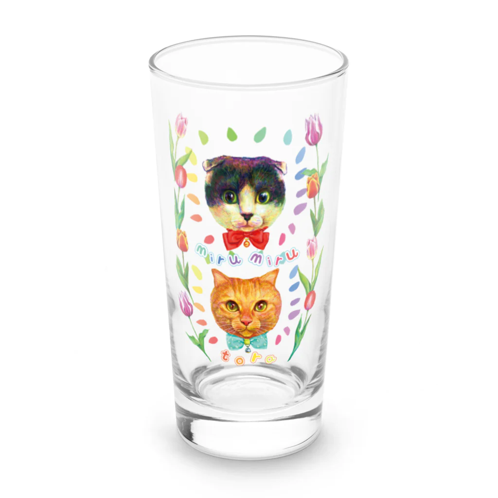 油絵描きの小物売り場の蒲田Loveおにぎりちゃんの愛猫ちゃんズ（グッズ） Long Sized Water Glass :front