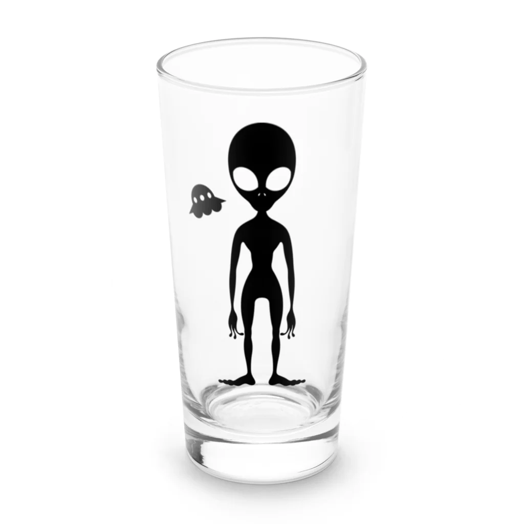 kimchinのグレイタイプの宇宙人のシルエット Long Sized Water Glass :front