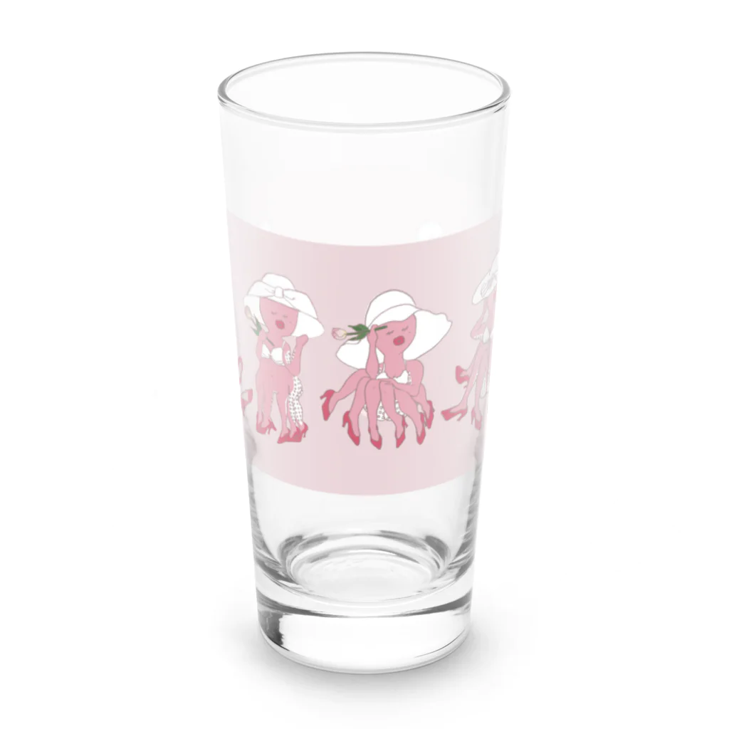 なかじまあゆみの雑貨屋さんの蛸が横一列 Long Sized Water Glass :front