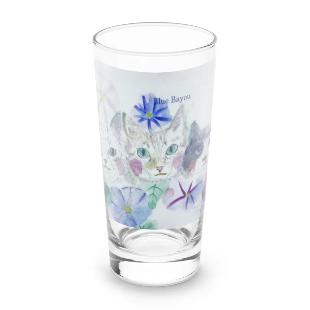 Blue Bayouの朝顔とみるちょこもーたん Long Sized Water Glass :front