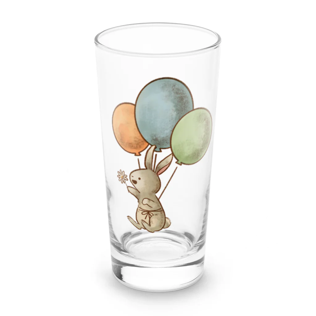 たかはらゆかイラストレーションのふわふわ旅するウサギ Long Sized Water Glass :front