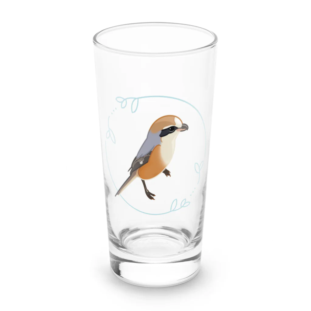 やちよ｜リアル鳥イラストのモズさん Long Sized Water Glass :front