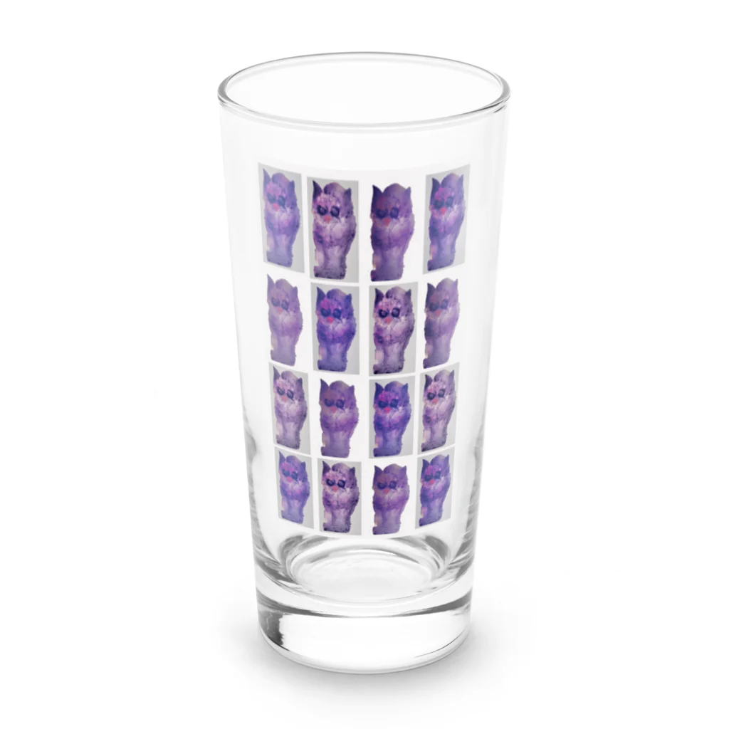 プロフィール内のサイト様もお願いいたしますの猫 ネコ ねこ パターン イラスト Long Sized Water Glass :front