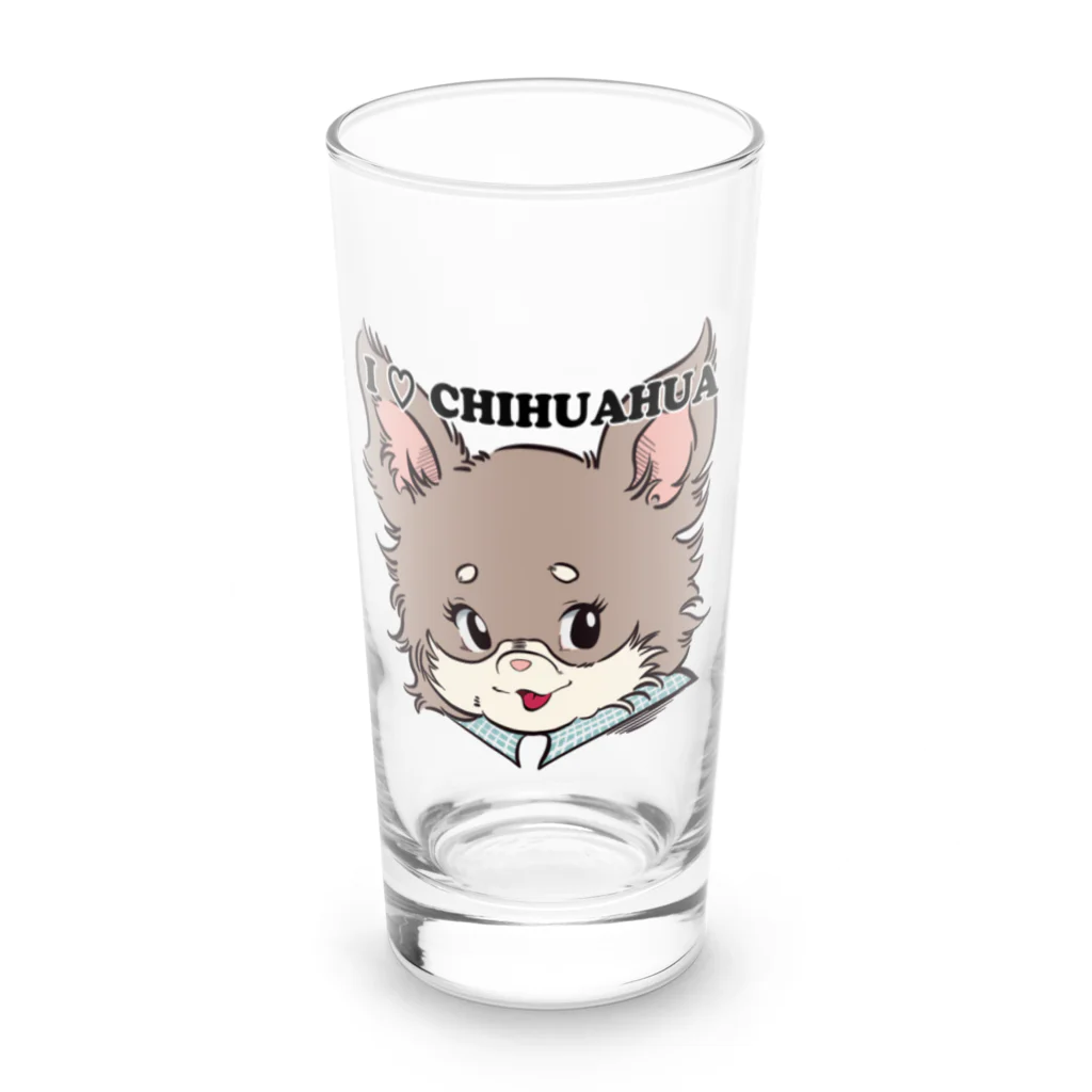 チャリティーグッズ-犬専門デザインのチワワ-チョコタン「I♡CHIHUAHUA」 Long Sized Water Glass :front