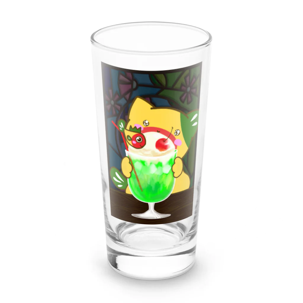 きぶな❤栃木愛ショップの憧れクリームソーダと黄ぶにゃ達 Long Sized Water Glass :front