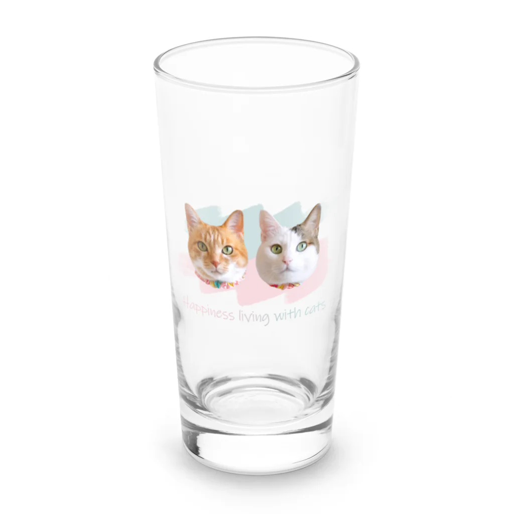 ナナちゃん・ポンちゃんのお店【SUZURI支店】のまんまるねこ Long Sized Water Glass :front