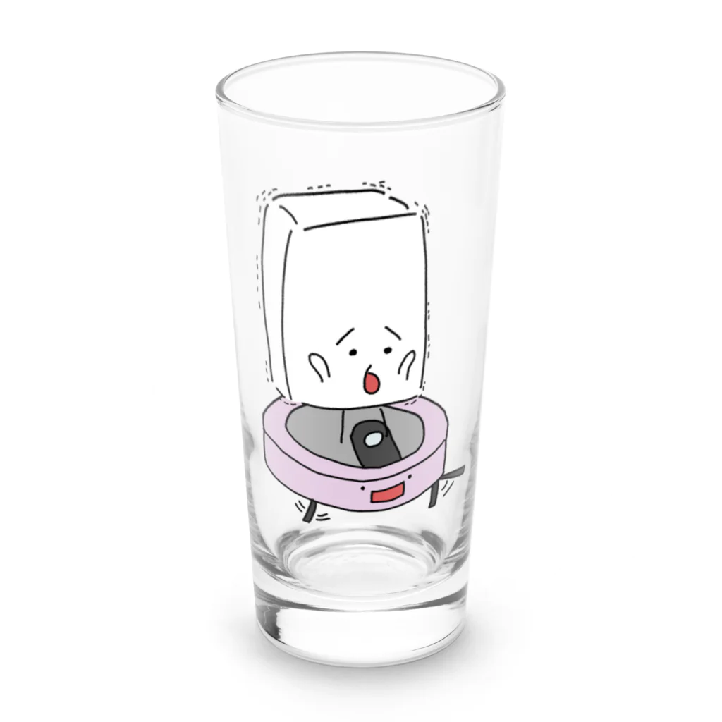 おとうふくんのロボット掃除機とおとうふくん Long Sized Water Glass :front