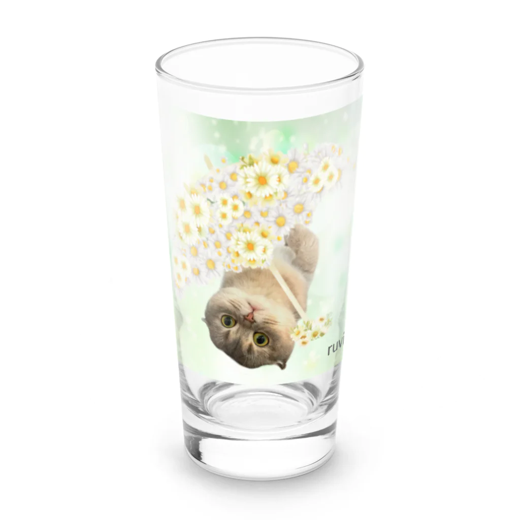 ゆきリンアート【保護猫活動 支援】の花傘ーるびちゃん Long Sized Water Glass :front