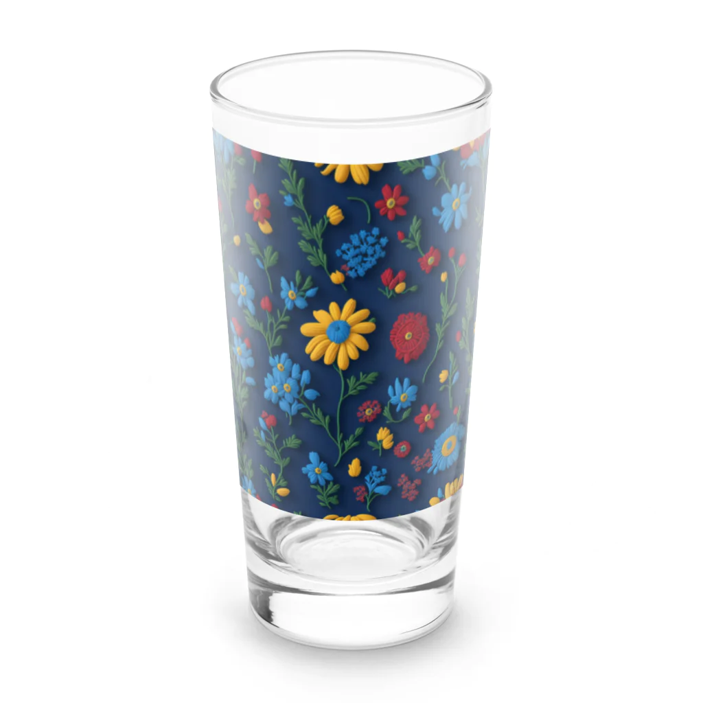 _Anzu_homedecorの3D 花柄　ブルー Long Sized Water Glass :front