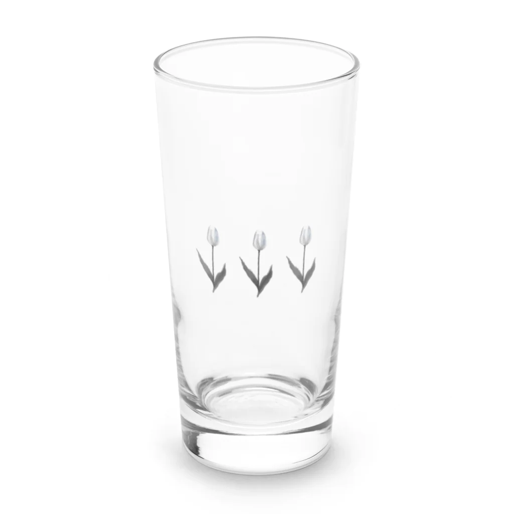 rilybiiのThree TULIP, White gray blue . Long Sized Water Glass :front