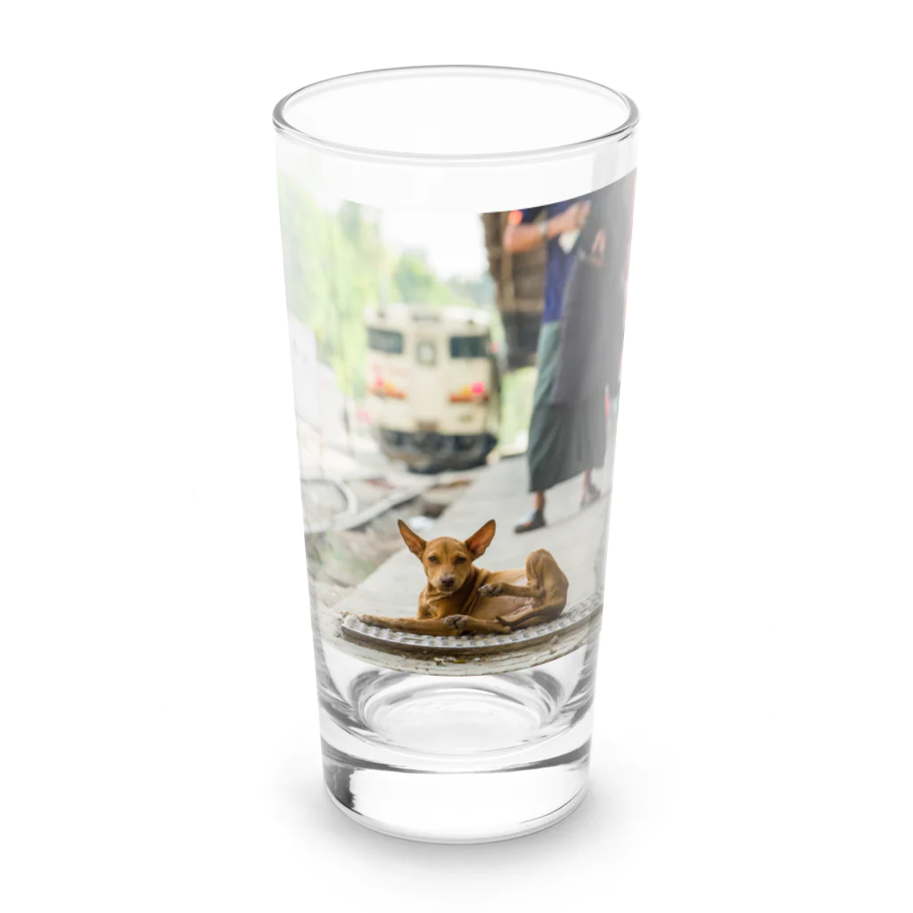 Second_Life_of_Railwaysのマンダレー駅に住む子犬とキハ40系 Long Sized Water Glass :front