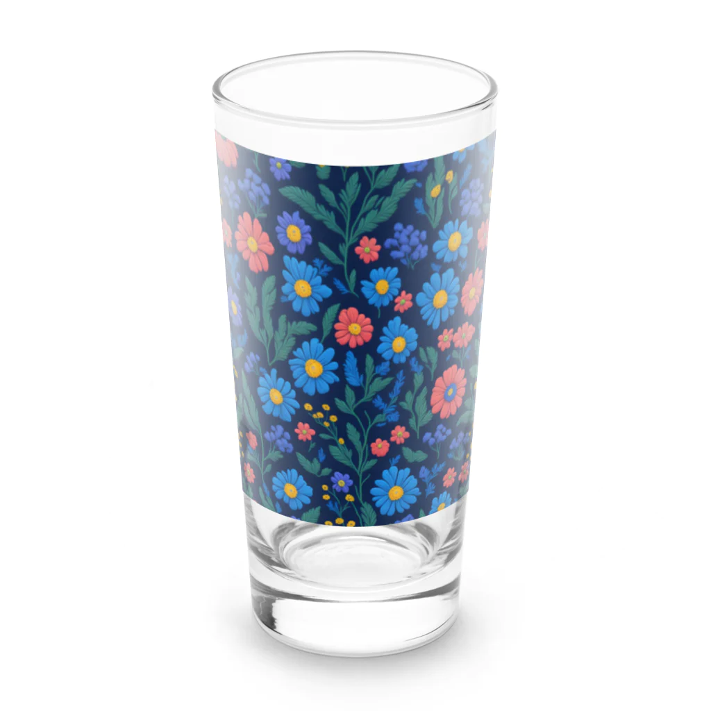 _Anzu_homedecorの3D　花々　ブルー×ピンク Long Sized Water Glass :front