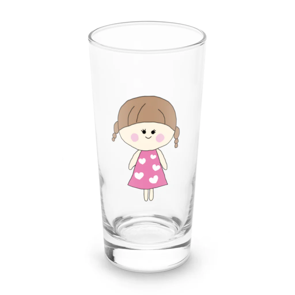 らぶたんらんどのラブリーな三つ編みの女の子 Long Sized Water Glass :front