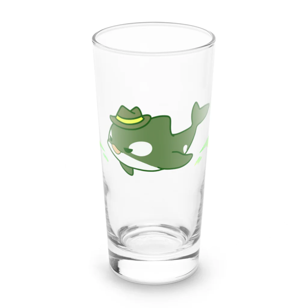 弁天狐堂の泳ぐ緑色シャチ探偵 Long Sized Water Glass :front