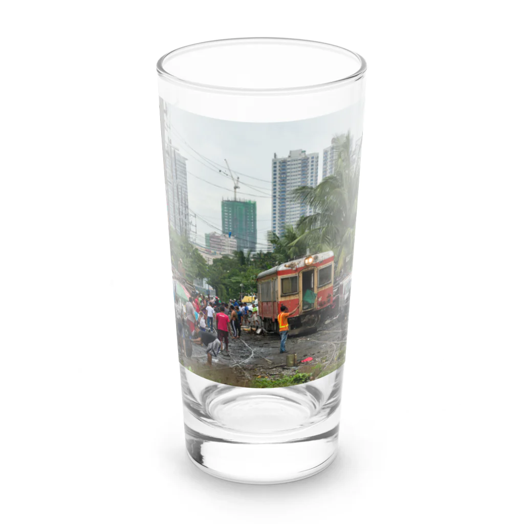 Second_Life_of_Railwaysのフィリピン国鉄の元JR東日本キハ52がスラム街を駆け抜ける Long Sized Water Glass :front