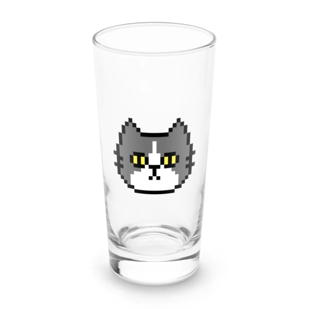 やきぱんのドット絵のねこ（ハチワレ） Long Sized Water Glass :front