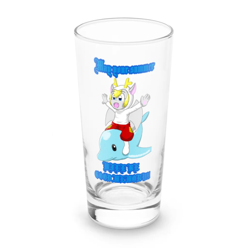 ホワイトドラゴン　タイトくん💙のあなたの夏がいい思い出になりますように Long Sized Water Glass :front