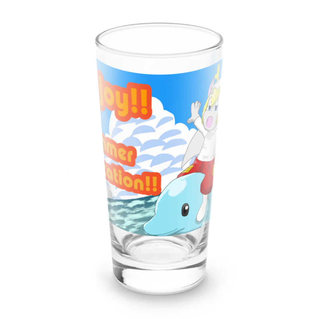 ホワイトドラゴン　タイトくん💙のサマーバケーション Long Sized Water Glass :front