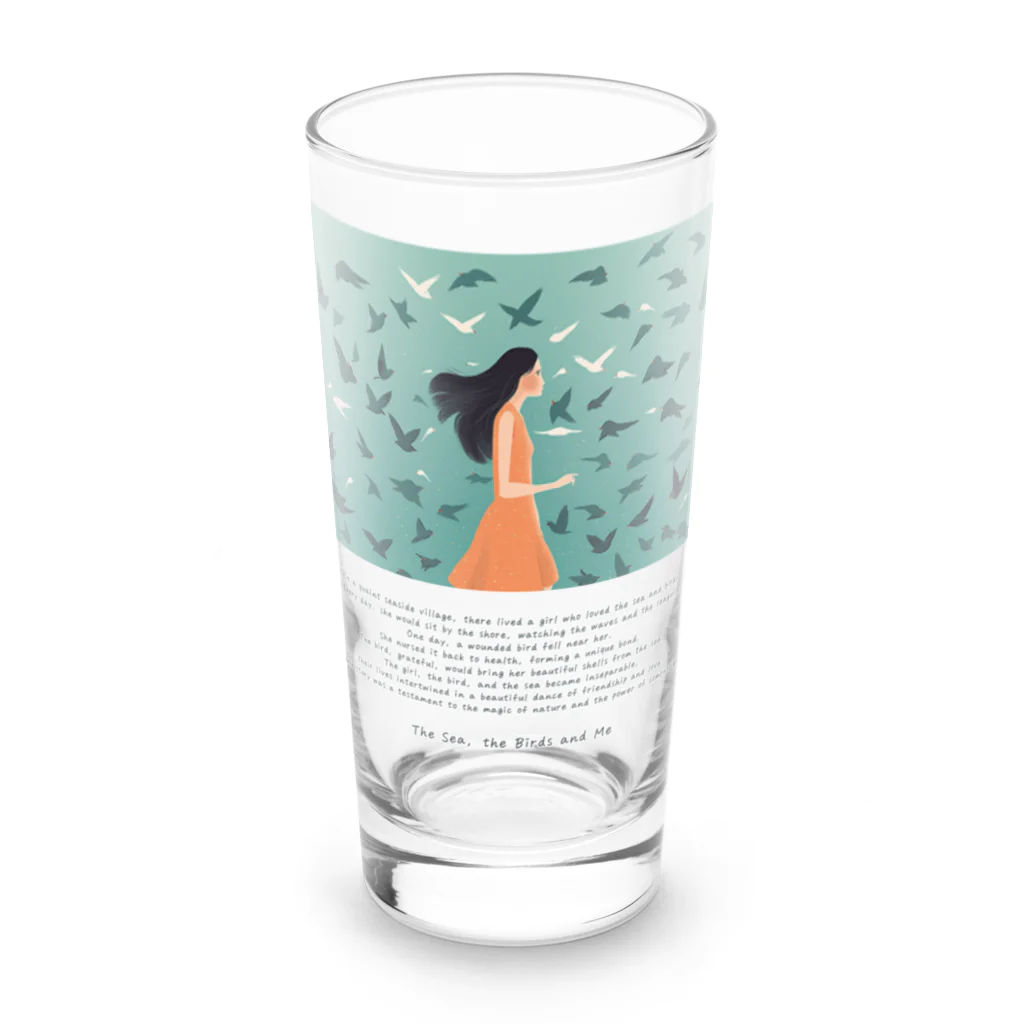 鳥救うSUZURIの『うみ、とり、わたし』【寄付付き商品】 Long Sized Water Glass :front