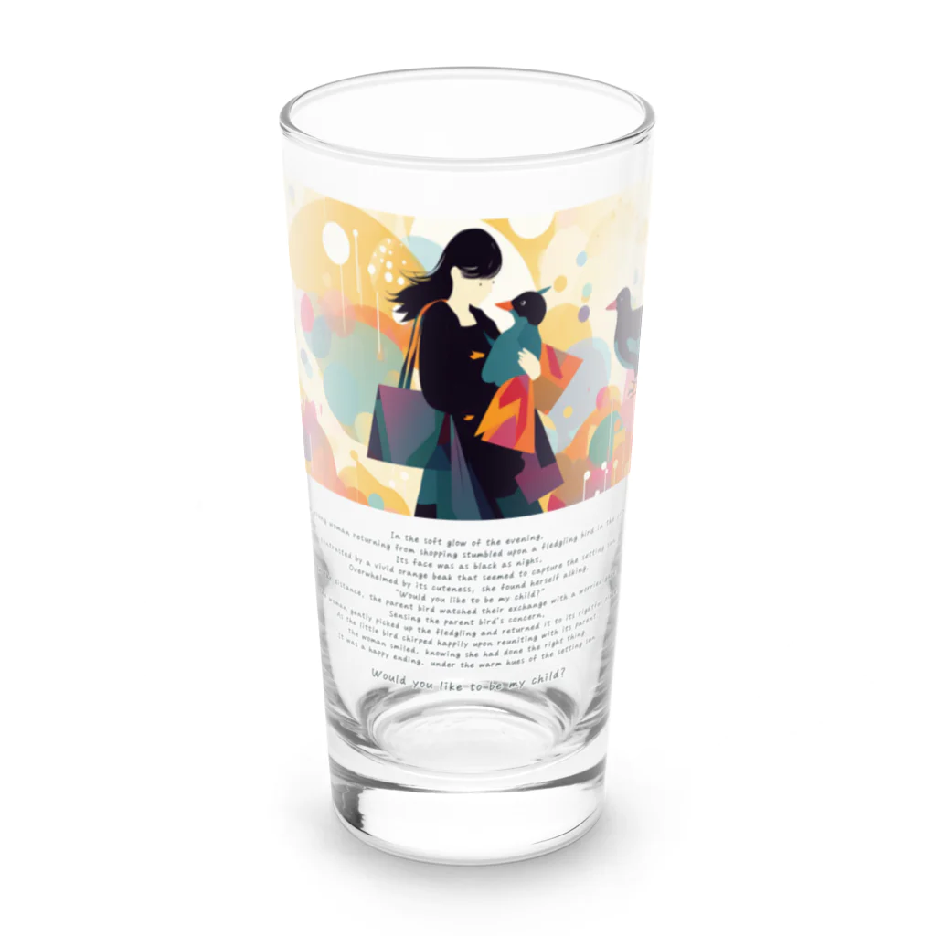 鳥救うSUZURIの『ウチの子になる？』【寄付付き商品】 Long Sized Water Glass :front