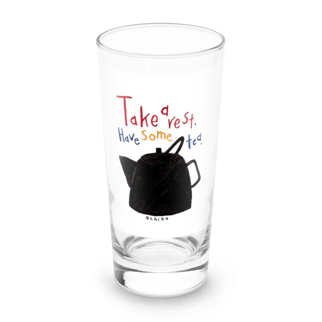 あちこささやまのTake a rest. Hove some tea.  Long Sized Water Glass :front