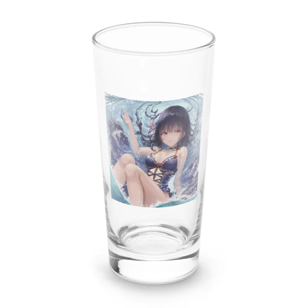 kaz-uのデザインイラストの夏開放潤美ちゃん Long Sized Water Glass :front