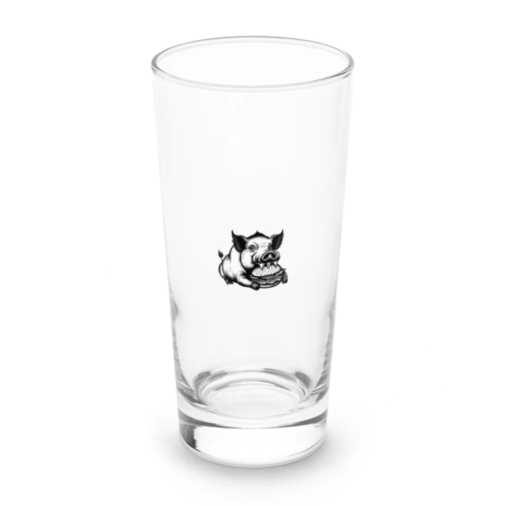 HeyHey Marketのハンバーガーを食べる豚さん Long Sized Water Glass :front