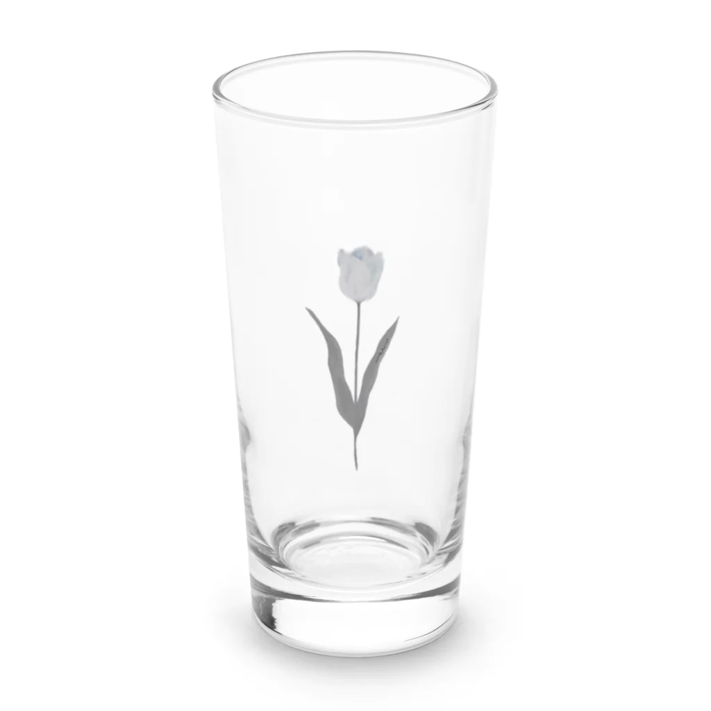 rilybiiのTulip , shabby chic gray Blue . Long Sized Water Glass :front