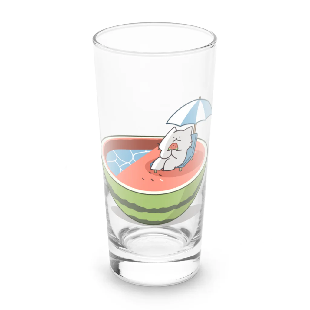 猫原のしの真夏はスイカプールで避暑 Long Sized Water Glass :front