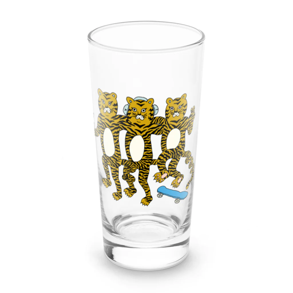 835EMIKOの虎男3匹 Long Sized Water Glass :front