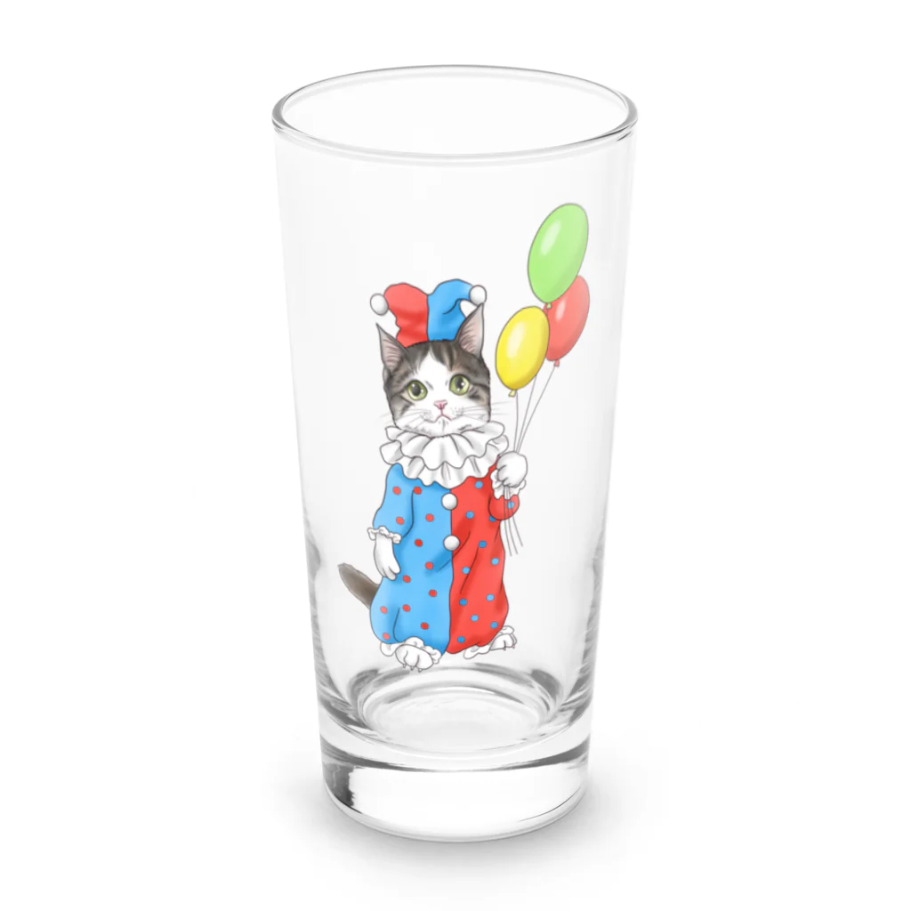 Ａｔｅｌｉｅｒ　Ｈｅｕｒｅｕｘのサーカスにゃんこ　風船ピエロ Long Sized Water Glass :front