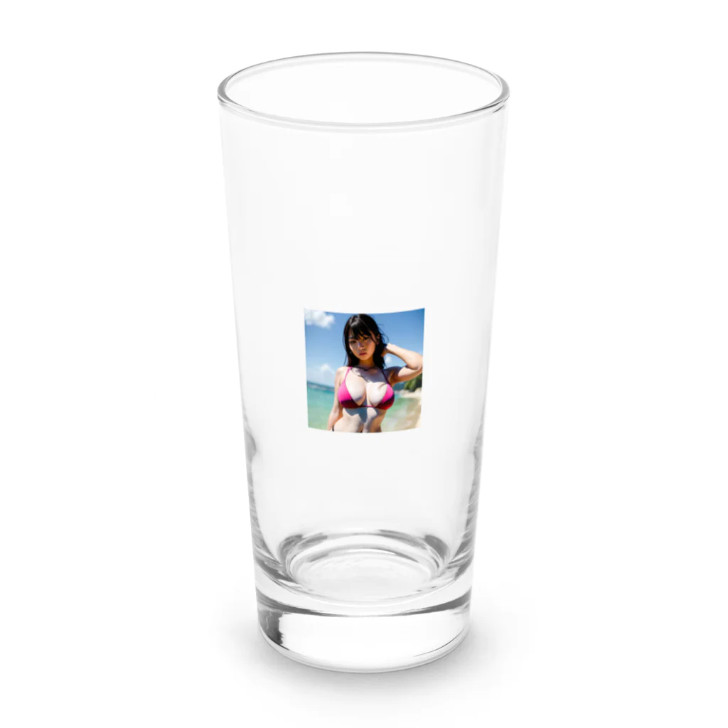 Oppaiの夏のビーチのハイビスカスちゃん Long Sized Water Glass :front