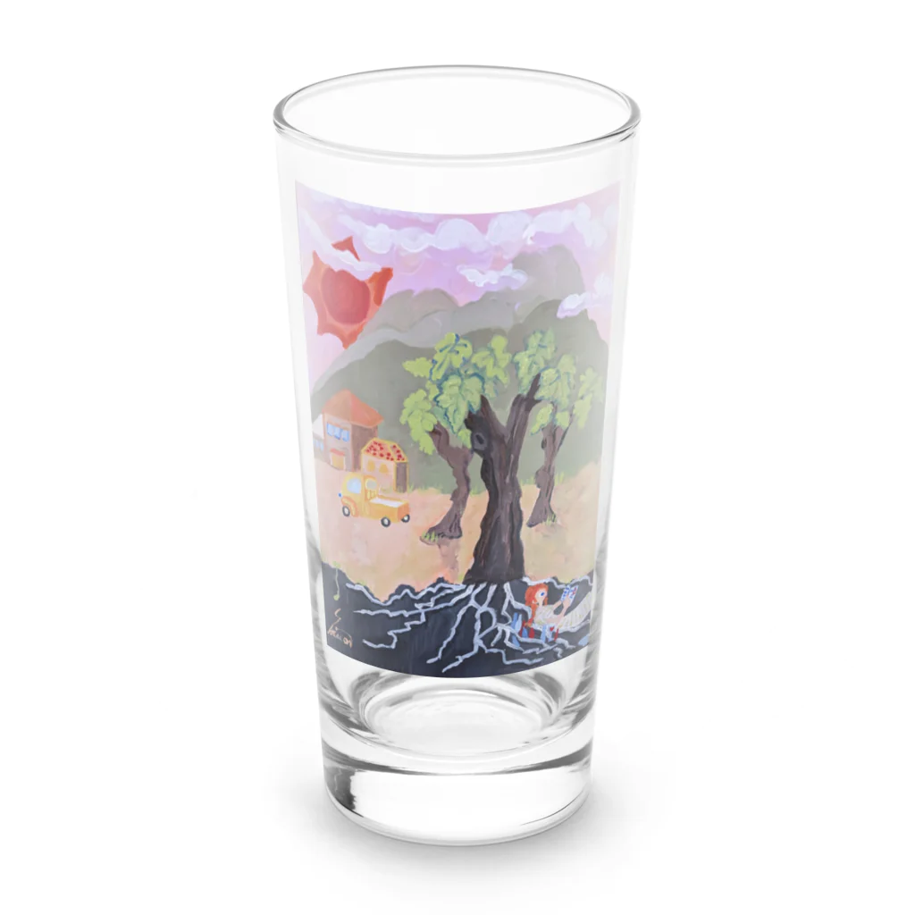 shiwon art worksの葡萄畑　ワインを愛する Long Sized Water Glass :front