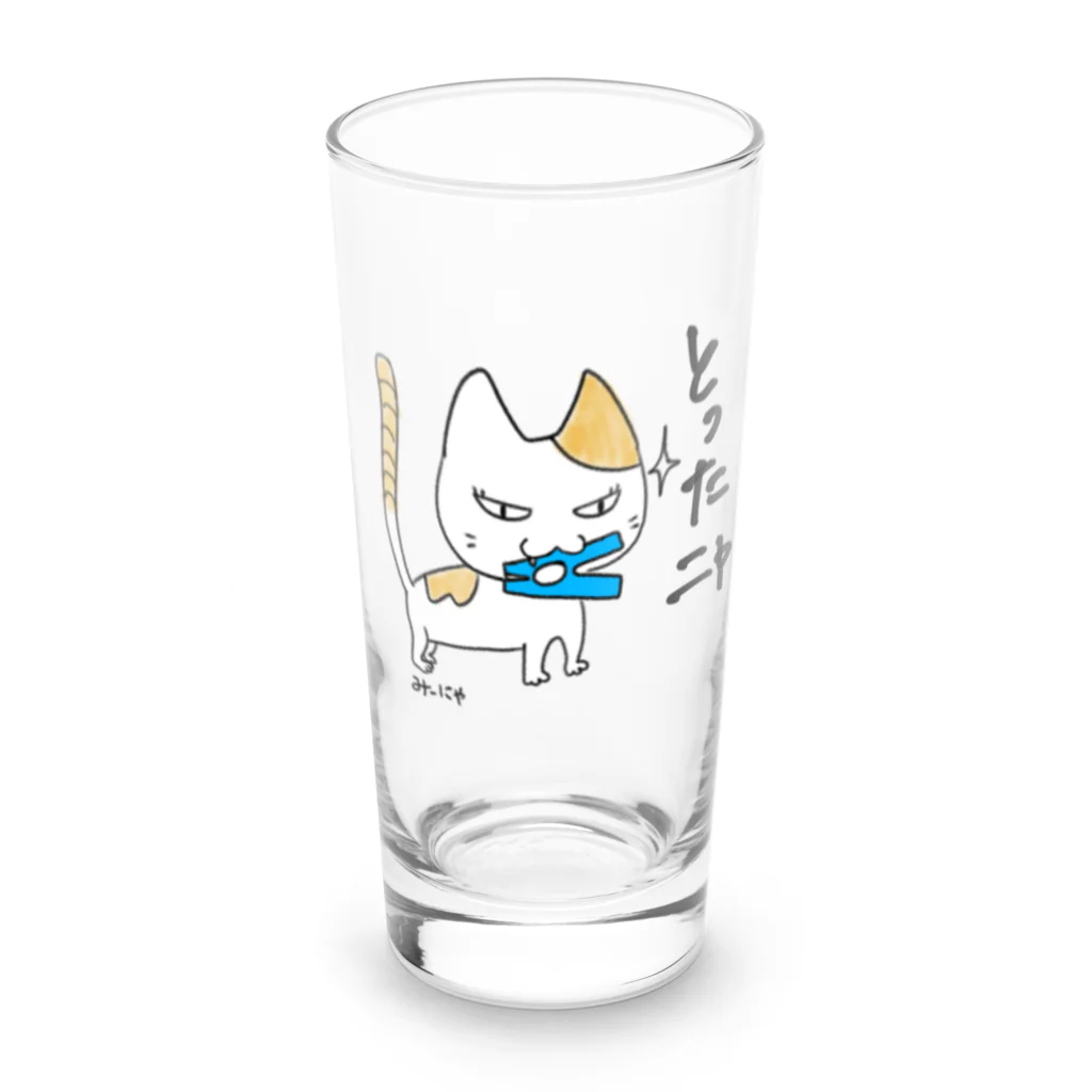 Chapicomon715の三白にゃん　み〜にゃ Long Sized Water Glass :front