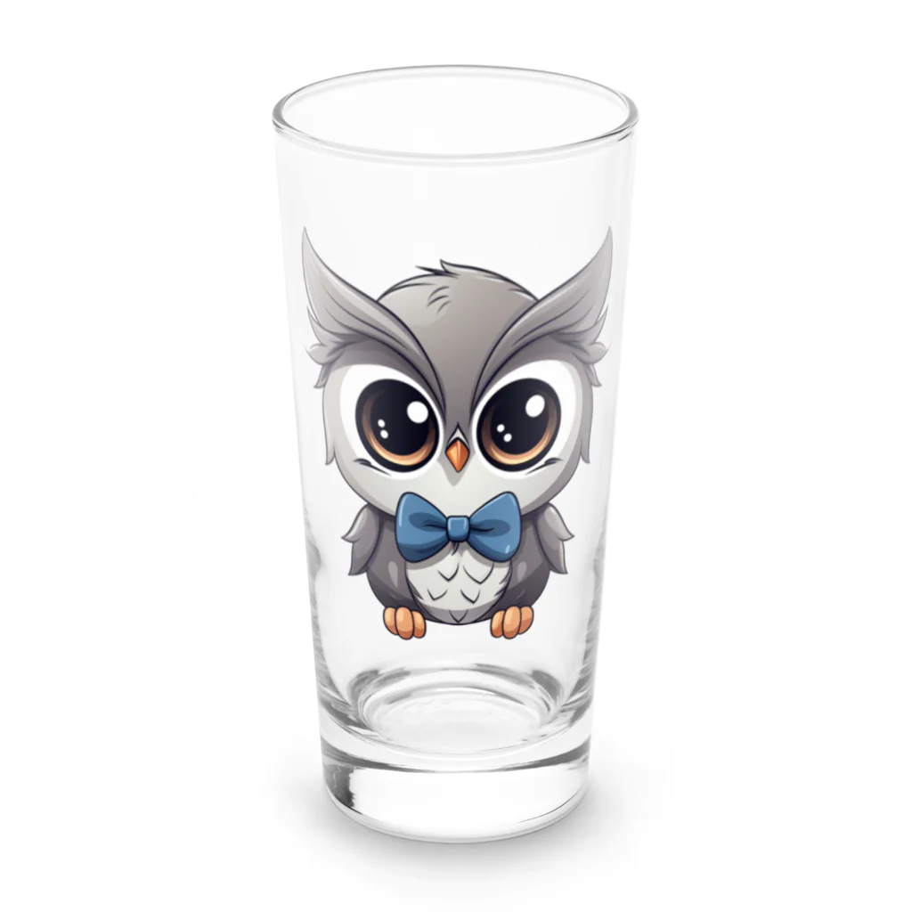 Vasetti_pressの蝶ネクタイをしたフクロウ Long Sized Water Glass :front