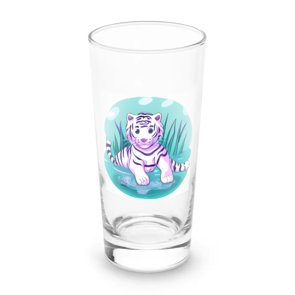 いつもおおきに！たけじいちゃんのWhite Tiger Baby Sigi Long Sized Water Glass :front