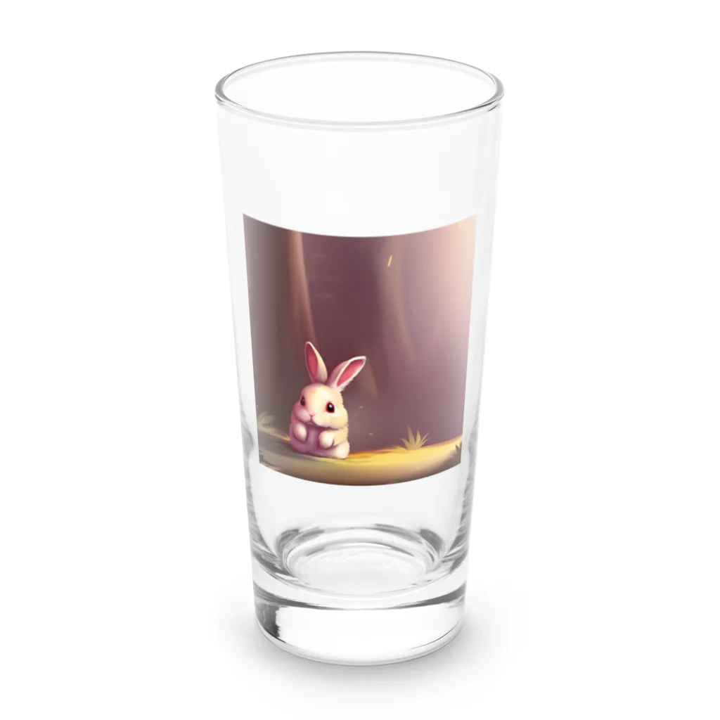 幸せアートワールドのふさふさうさぎ Long Sized Water Glass :front