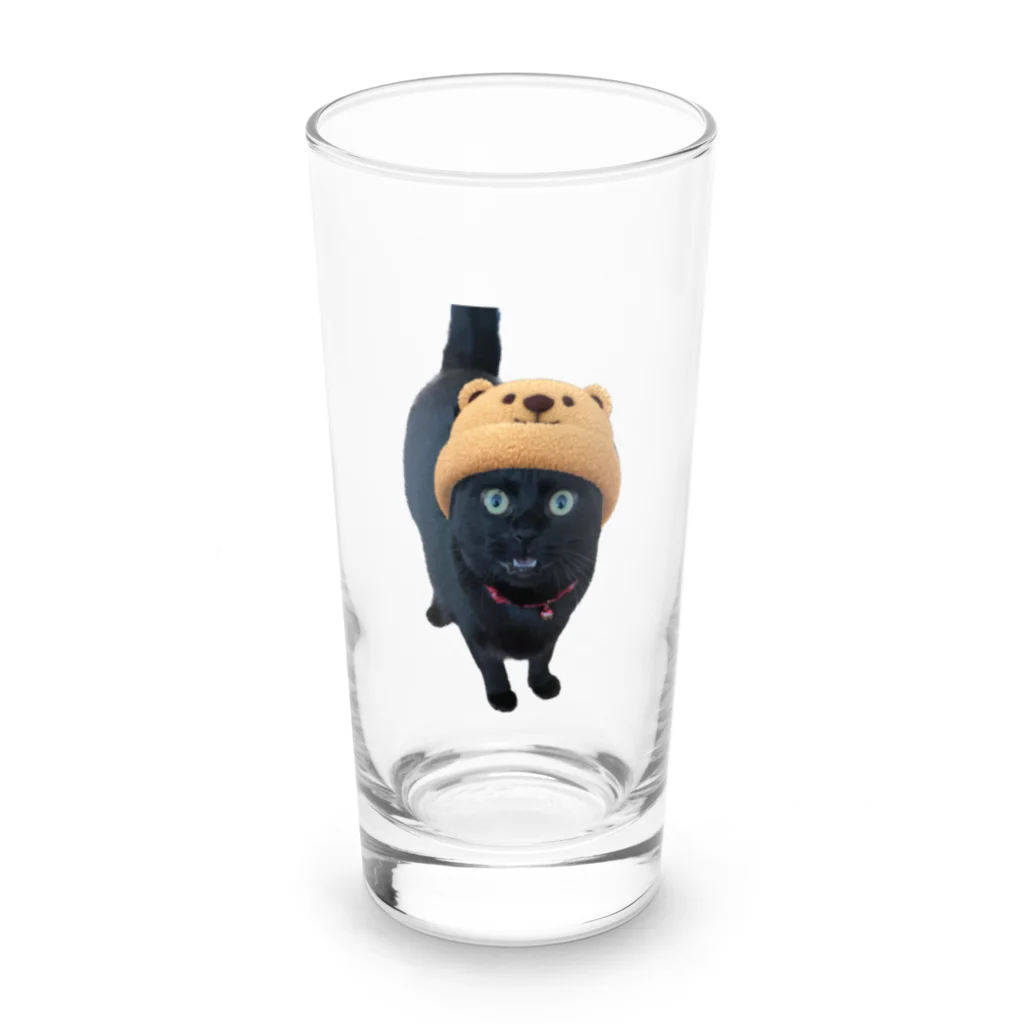 ソヒのショップの帽子を被った黒猫 Long Sized Water Glass :front