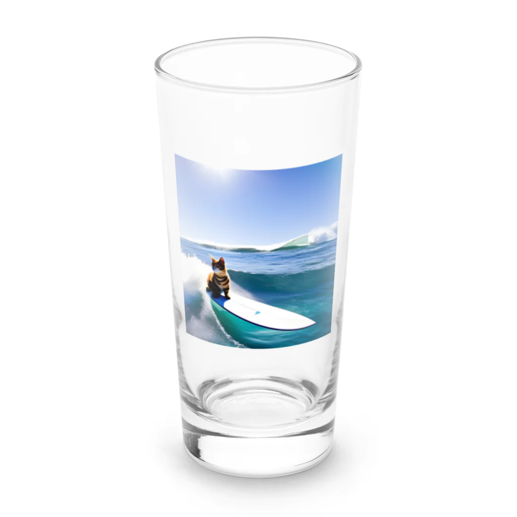 たかみーショップのサーフィンネコリアル Long Sized Water Glass :front