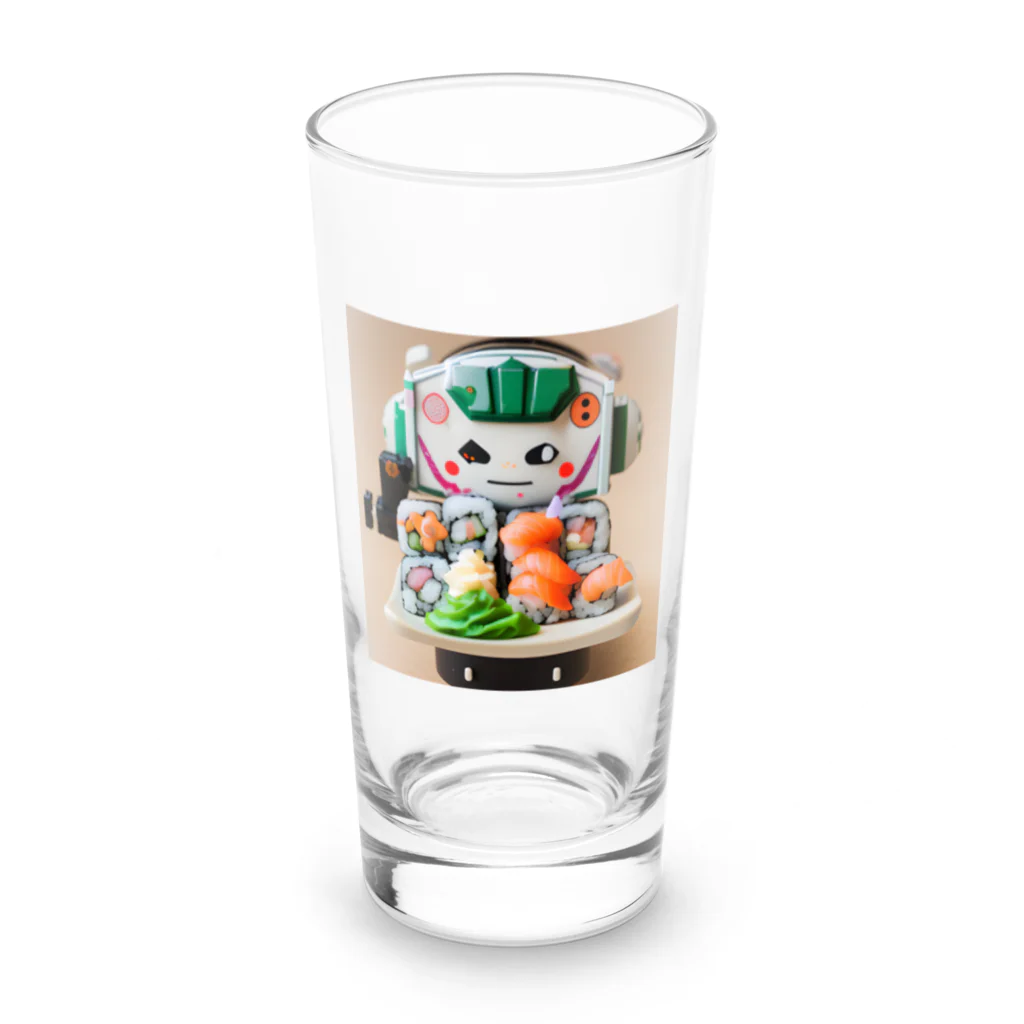 ネオ｜爆速AIクリエイターのお店のお寿司メカ×かわいいイラストグッズ Long Sized Water Glass :front