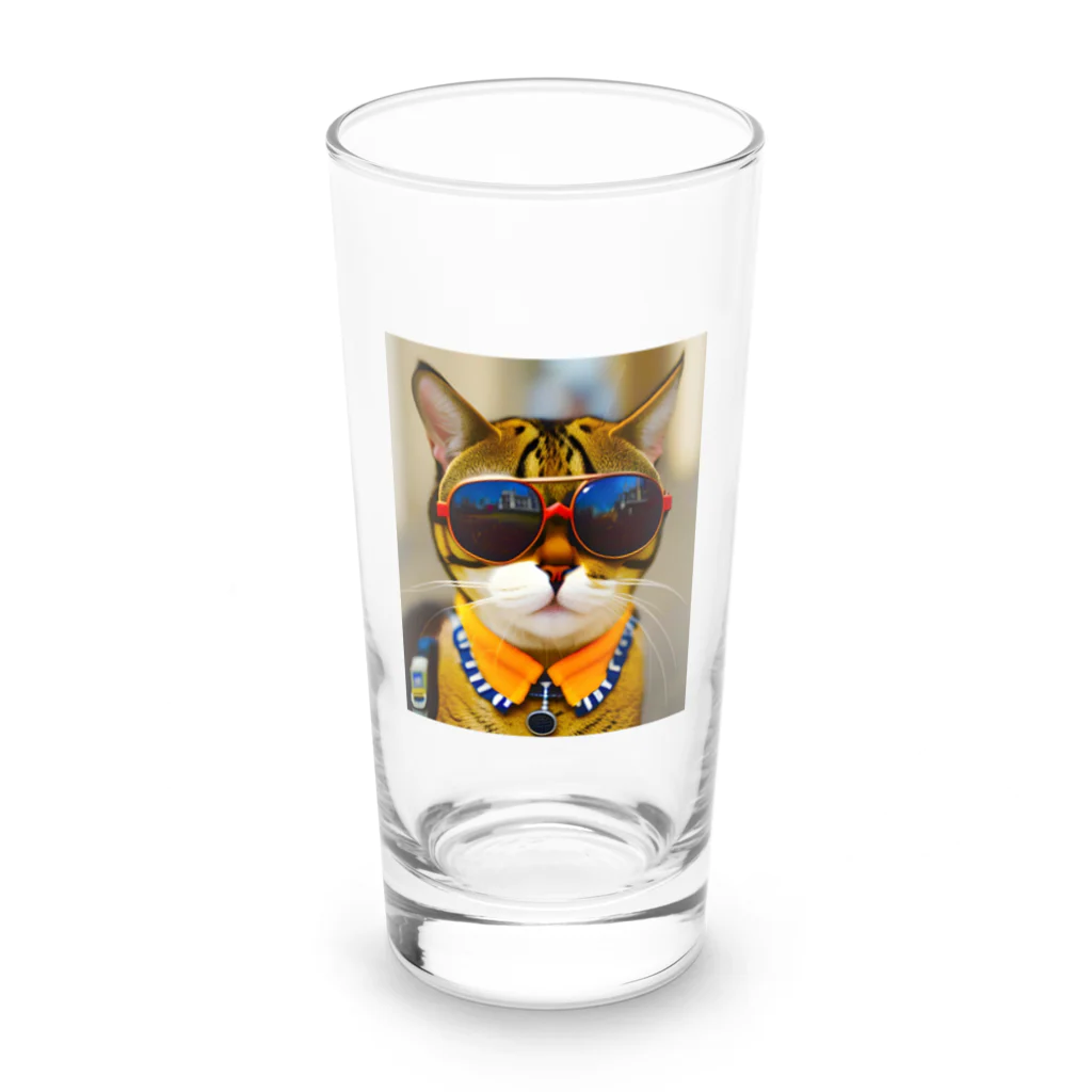 幻想的で創造的の猫にサングラス Long Sized Water Glass :front