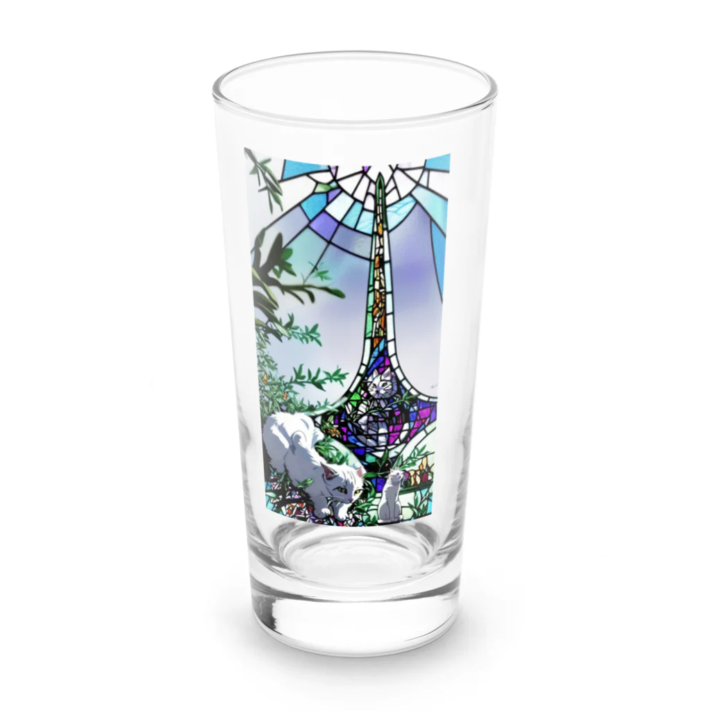 はる【AI世界遺産】のステンドグラス風猫@ダマスカス Long Sized Water Glass :front