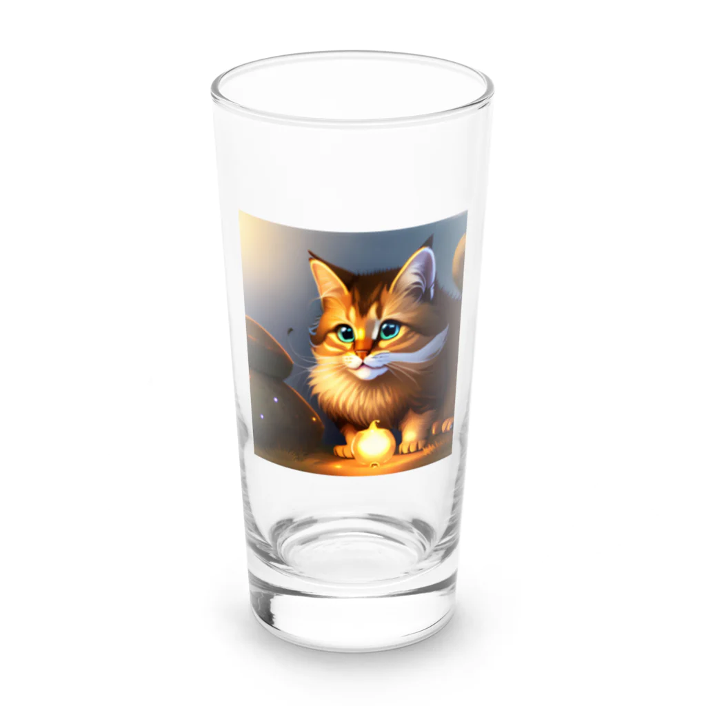 toshiオリジナルshopのフワフワにゃんこのイラストグッズ Long Sized Water Glass :front